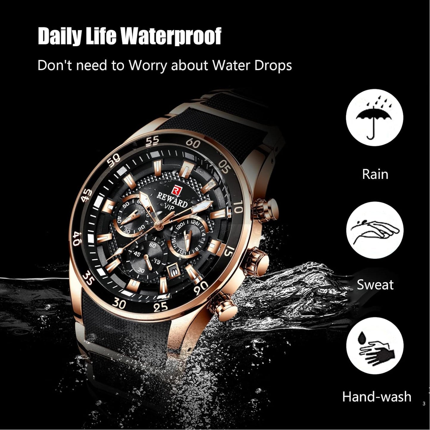 Men's Luxury Quartz Chronograph Watch – Stainless Steel with Luminous Accents