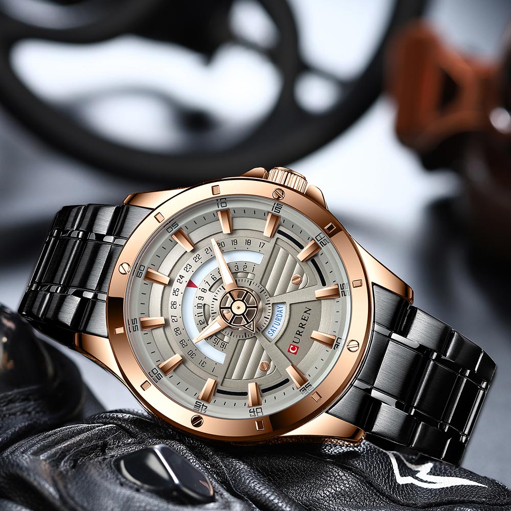 CURREN 8381 Men's Stainless Steel Band Wristwatch – Original Brand with Box & Bag Included