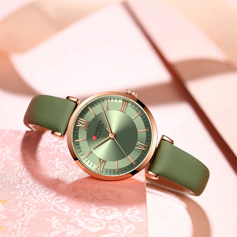 CURREN 9079 Women's Leather Strap Wristwatch – Original Brand with Box & Bag Included